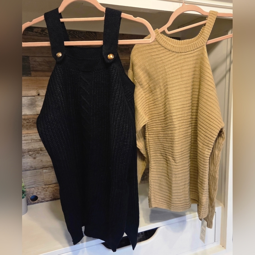 Cupshe One-Shoulder Ribbed Sweater- In Light Brown - Picture 6 of 7